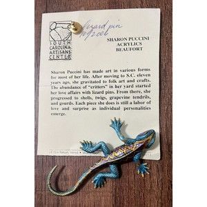 Artisan Crafted Chameleon Lizard Pin Brooch by Sharon Puccini Plus Bonus Pin